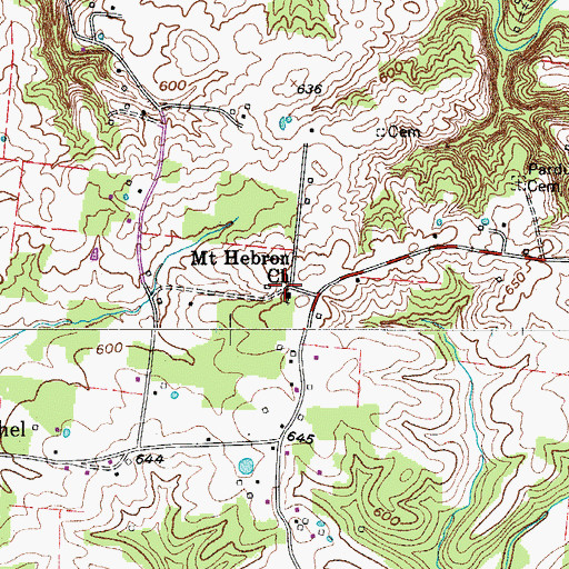 Topographic Map of Mount Hebron Church, TN