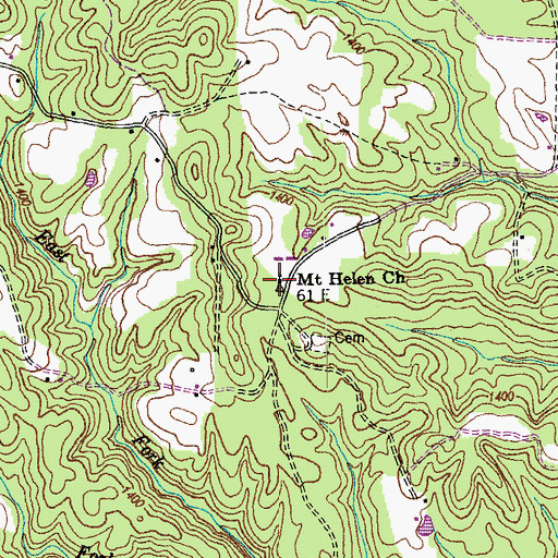 Topographic Map of Mount Helen Church, TN
