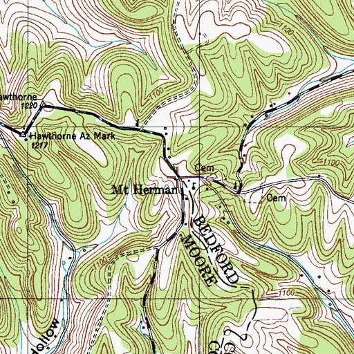 Topographic Map of Mount Herman, TN