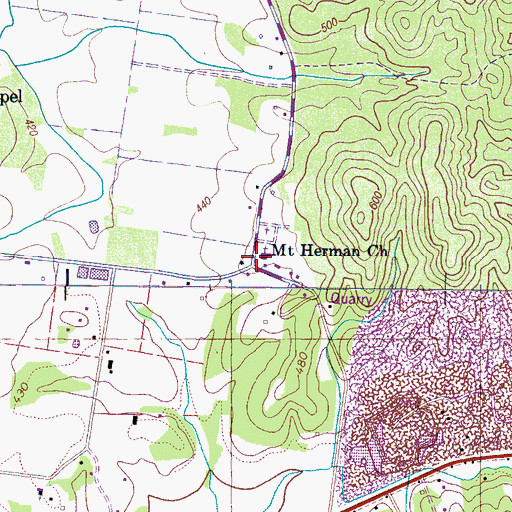 Topographic Map of Mount Herman Church, TN