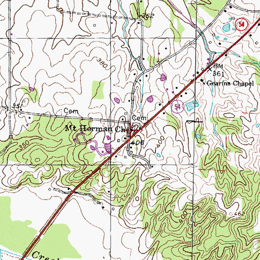 Topographic Map of Mount Herman Church, TN