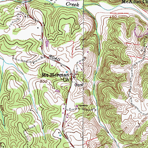 Topographic Map of Mount Herman Christian Methodist Episcopal Church, TN