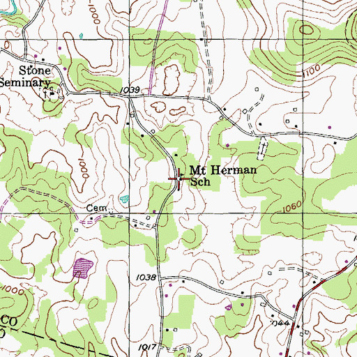 Topographic Map of Mount Herman School, TN