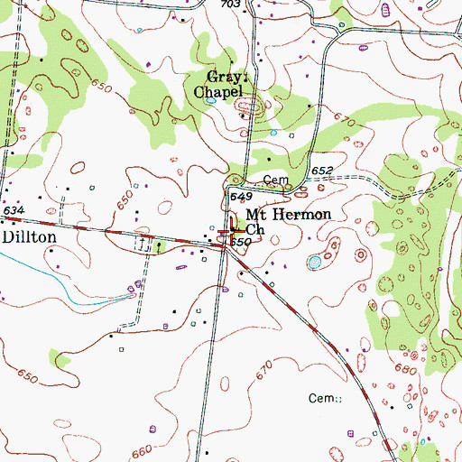 Topographic Map of Mount Hermon Church, TN