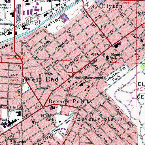Topographic Map of Raines Lumber Airport (historical), AL