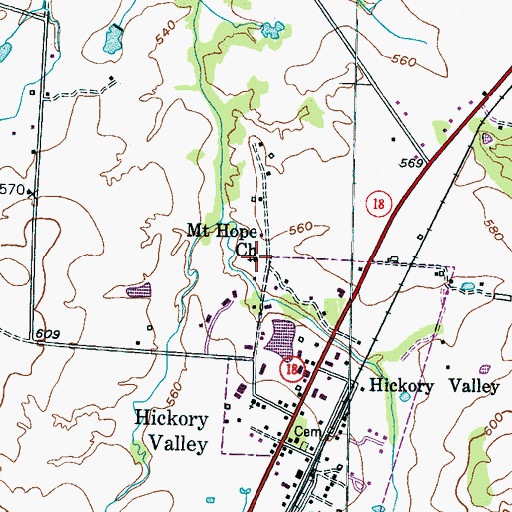 Topographic Map of Mount Hope Church, TN