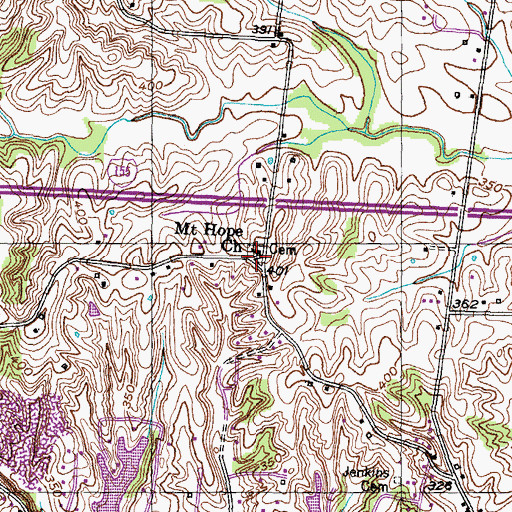 Topographic Map of Mount Hope Church, TN