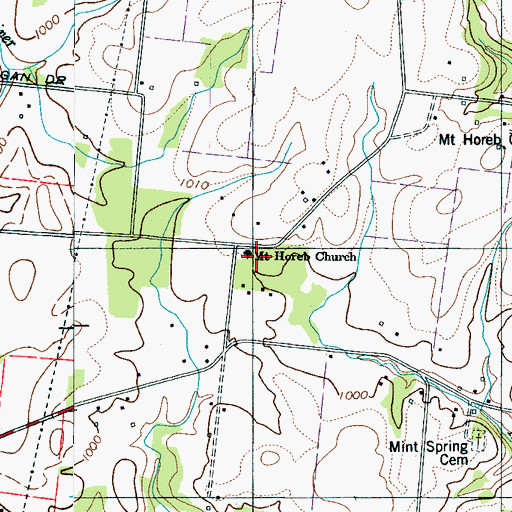 Topographic Map of Mount Horeb Church, TN