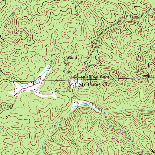 Topographic Map of Mount Isabel Cemetery, TN