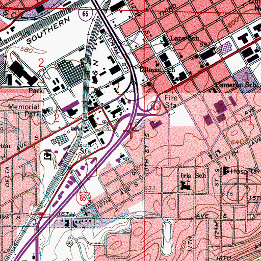 Topographic Map of University of Alabama Birmingham Airport, AL