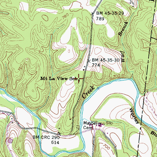 Topographic Map of Mount La View School, TN