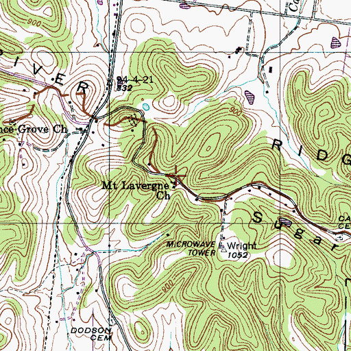 Topographic Map of Mount Lavergne Church, TN