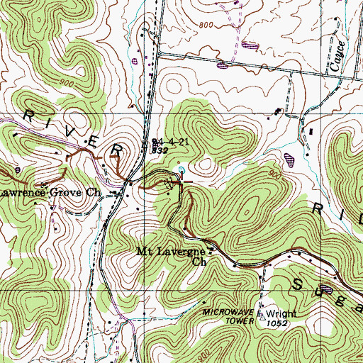 Topographic Map of Mount Lavergne School, TN