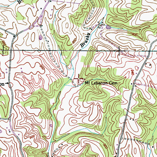 Topographic Map of Mount Lebanon Cemetery, TN