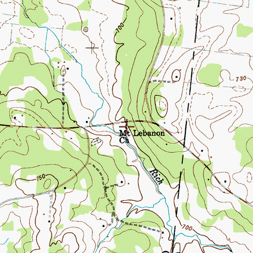 Topographic Map of Mount Lebanon Church, TN
