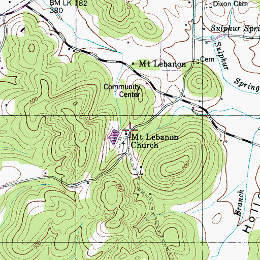 Topographic Map of Mount Lebanon Church, TN