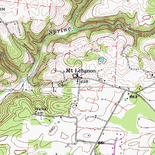 Topographic Map of Mount Lebanon Church, TN