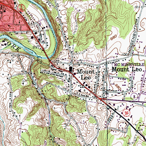 Topographic Map of Mount Leo, TN