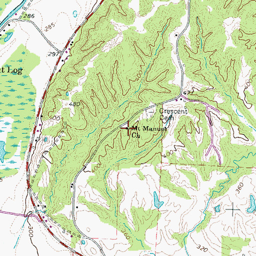 Topographic Map of Mount Manuel Church, TN