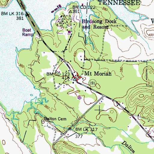 Topographic Map of Mount Moriah, TN