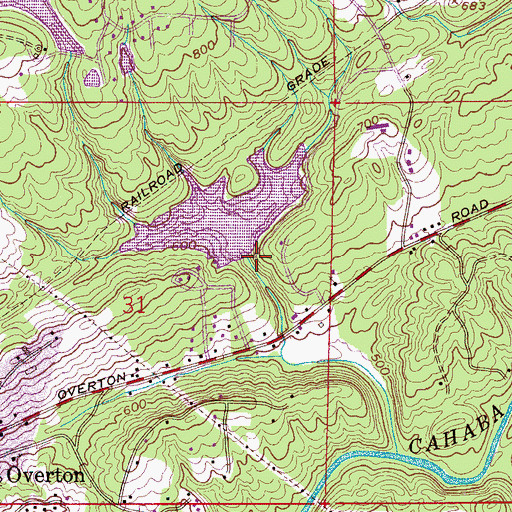 Topographic Map of Lakeside Airport, AL