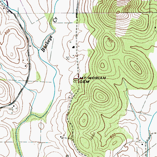 Topographic Map of Mount Moriah Cemetery, TN