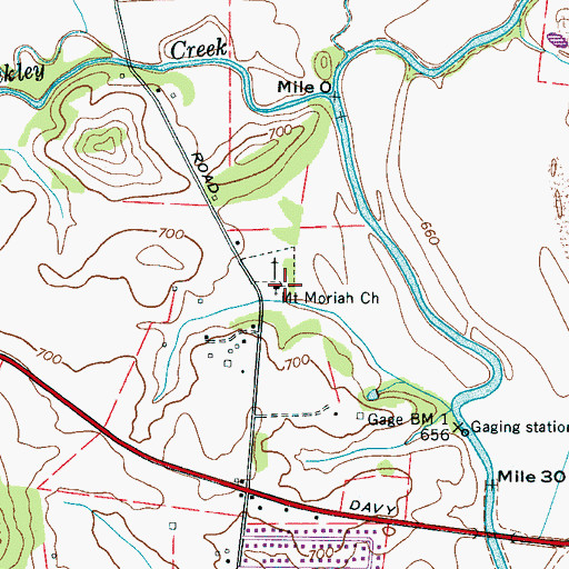 Topographic Map of Mount Moriah Church, TN