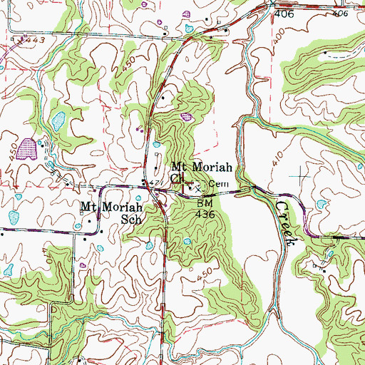 Topographic Map of Mount Moriah Church, TN