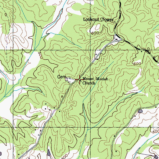Topographic Map of Mount Moriah Church, TN