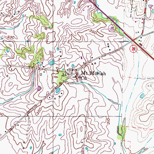 Topographic Map of Mount Moriah Church, TN