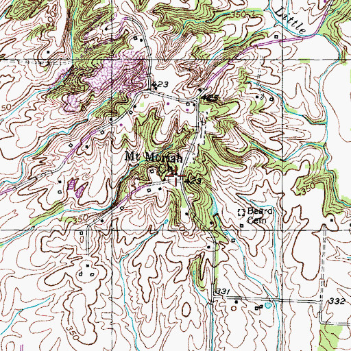 Topographic Map of Mount Moriah Church, TN
