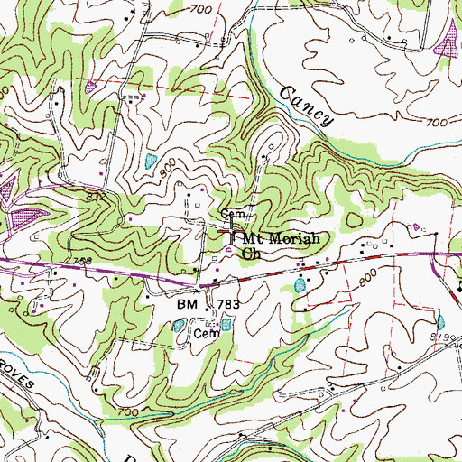 Topographic Map of Mount Moriah Church, TN