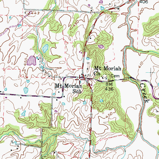 Topographic Map of Mount Moriah School, TN