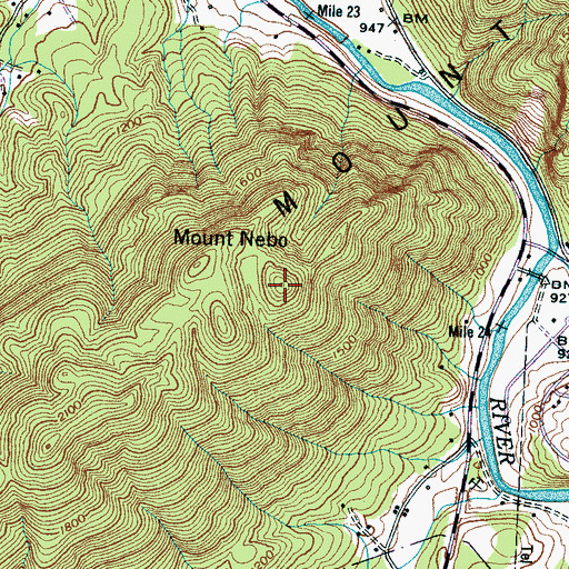 Topographic Map of Mount Nebo, TN
