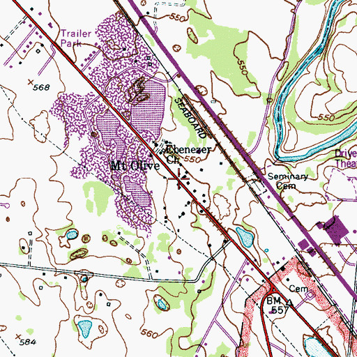Topographic Map of Mount Olive, TN