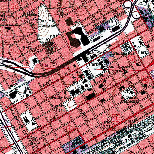 Topographic Map of Number One Fire Station Airport, AL