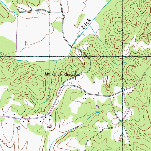 Topographic Map of Mount Olive Cemetery, TN
