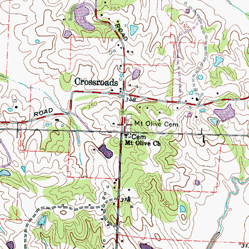 Topographic Map of Mount Olive Cemetery, TN