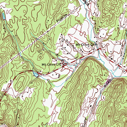Topographic Map of Mount Olive Church, TN