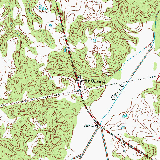 Topographic Map of Mount Olive Church, TN