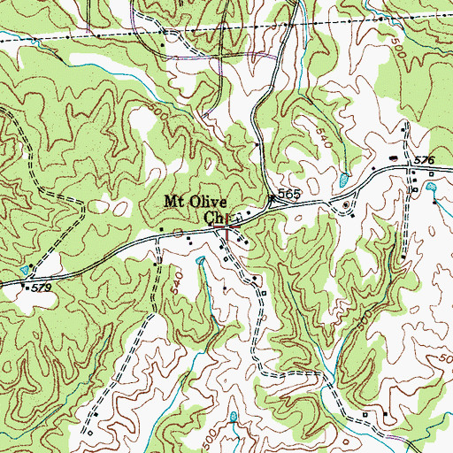 Topographic Map of Mount Olive Church, TN