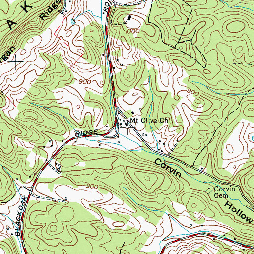 Topographic Map of Mount Olive Church, TN