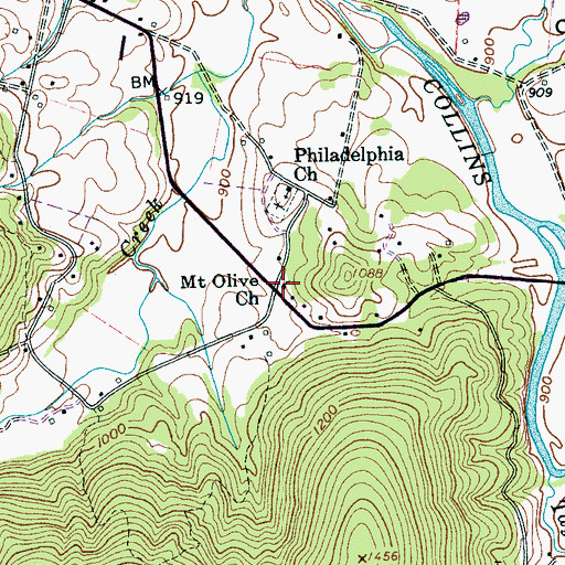 Topographic Map of Mount Olive Church, TN