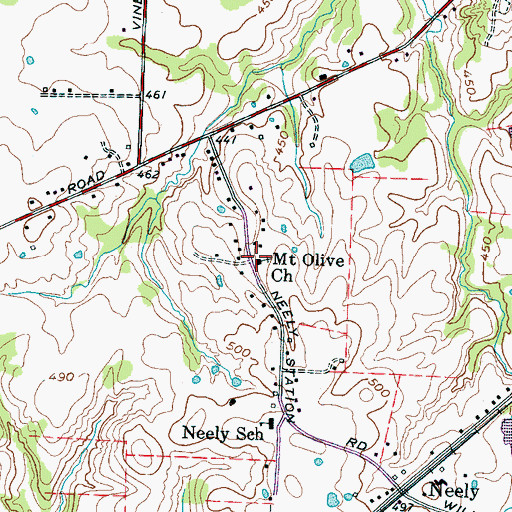 Topographic Map of Mount Olive Church, TN