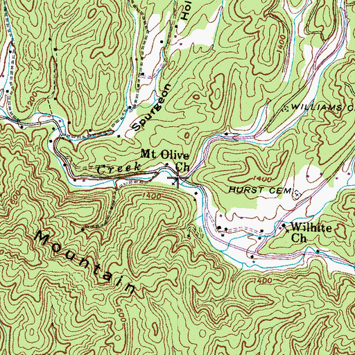 Topographic Map of Mount Olive Church, TN