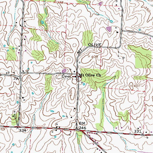 Topographic Map of Mount Olive Church, TN
