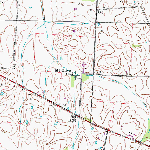 Topographic Map of Mount Olive Church, TN