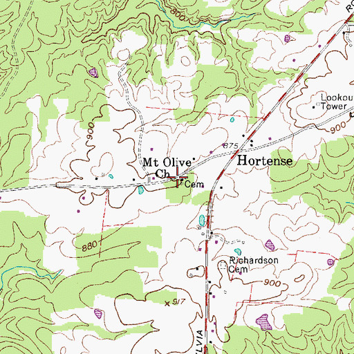 Topographic Map of Mount Olive Church, TN