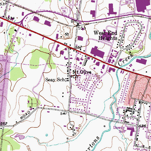 Topographic Map of Mount Olive Church, TN