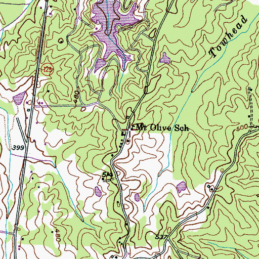 Topographic Map of Mount Olive School, TN